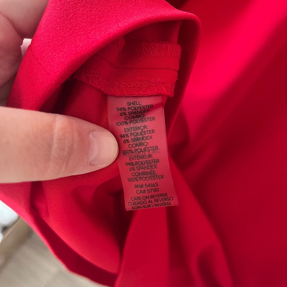 Calvin Klein Bell Sleeve Sheath Dress Red 22W Decorative Button Cuffs - Picture 7 of 11